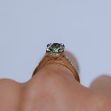 2.60ct Elongated Cushion Cut Untreated Madagascar Sapphire and Diamond Vintage Cathedral Double Prong Ring in 14k Yellow Gold