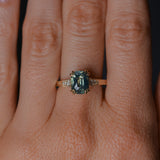 2.60ct Elongated Cushion Cut Untreated Madagascar Sapphire and Diamond Vintage Cathedral Double Prong Ring in 14k Yellow Gold