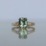 2.60ct Elongated Cushion Cut Untreated Madagascar Sapphire and Diamond Vintage Cathedral Double Prong Ring in 14k Yellow Gold