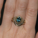 1.22ct Madagascar Geo Oval Sapphire and Diamond Floral Halo in 18k Yellow Gold