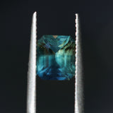 2.45CT MADAGASCAR EMERALD CUT SAPPHIRE, PARTI BLUE TEAL YELLOW, UNTREATED, 7.7X6.7X4.8MM