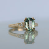 2.60ct Elongated Cushion Cut Untreated Madagascar Sapphire and Diamond Vintage Cathedral Double Prong Ring in 14k Yellow Gold