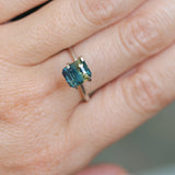 2.45CT MADAGASCAR EMERALD CUT SAPPHIRE, PARTI BLUE TEAL YELLOW, UNTREATED, 7.7X6.7X4.8MM