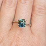 2.45CT MADAGASCAR EMERALD CUT SAPPHIRE, PARTI BLUE TEAL YELLOW, UNTREATED, 7.7X6.7X4.8MM
