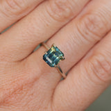 2.45CT MADAGASCAR EMERALD CUT SAPPHIRE, PARTI BLUE TEAL YELLOW, UNTREATED, 7.7X6.7X4.8MM