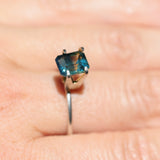 2.45CT MADAGASCAR EMERALD CUT SAPPHIRE, PARTI BLUE TEAL YELLOW, UNTREATED, 7.7X6.7X4.8MM