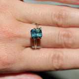 2.45CT MADAGASCAR EMERALD CUT SAPPHIRE, PARTI BLUE TEAL YELLOW, UNTREATED, 7.7X6.7X4.8MM