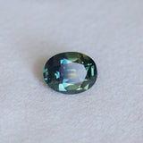 4.53CT OVAL MADAGASCAR SAPPHIRE, PARTI BLUE GREEN YELLOW, UNTREATED, 11.3X8.7X5.7MM
