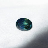 4.53CT OVAL MADAGASCAR SAPPHIRE, PARTI BLUE GREEN YELLOW, UNTREATED, 11.3X8.7X5.7MM