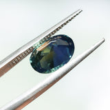 4.53CT OVAL MADAGASCAR SAPPHIRE, PARTI BLUE GREEN YELLOW, UNTREATED, 11.3X8.7X5.7MM