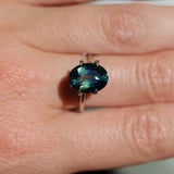 4.53CT OVAL MADAGASCAR SAPPHIRE, PARTI BLUE GREEN YELLOW, UNTREATED, 11.3X8.7X5.7MM