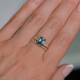 1.88ct Radiant Cut Parti Madagascar Sapphire and Diamond Vintage Cathedral Double Prong Ring in 14k Yellow Gold
