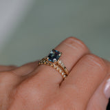1.88ct Radiant Cut Parti Madagascar Sapphire and Diamond Vintage Cathedral Double Prong Ring in 14k Yellow Gold
