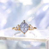1.93ct Untreated Fantasy Cut Montana Sapphire and Diamond  Antique Milgrain Three Stone Low Profile Ring in 14k Yellow Gold