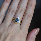 2.52ct Oval Untreated Montana Sapphire Antique-Style Diamond Halo Ring in 18k Yellow Gold