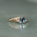 1.88ct Radiant Cut Parti Madagascar Sapphire and Diamond Vintage Cathedral Double Prong Ring in 14k Yellow Gold