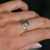 2.60ct Elongated Cushion Cut Untreated Madagascar Sapphire and Diamond Vintage Cathedral Double Prong Ring in 14k Yellow Gold