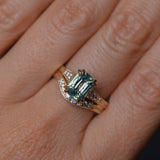 2.60ct Elongated Cushion Cut Untreated Madagascar Sapphire and Diamond Vintage Cathedral Double Prong Ring in 14k Yellow Gold