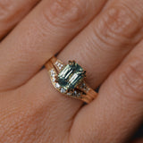 2.60ct Elongated Cushion Cut Untreated Madagascar Sapphire and Diamond Vintage Cathedral Double Prong Ring in 14k Yellow Gold