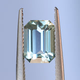 2.10CT MADAGASCAR EMERALD CUT SAPPHIRE, MINTY BLUE GREEN WITH GREY, UNTREATED, 8.2X6.1X4.2MM