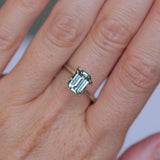 2.10CT MADAGASCAR EMERALD CUT SAPPHIRE, MINTY BLUE GREEN WITH GREY, UNTREATED, 8.2X6.1X4.2MM