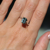 2.10CT MADAGASCAR EMERALD CUT SAPPHIRE, MINTY BLUE GREEN WITH GREY, UNTREATED, 8.2X6.1X4.2MM
