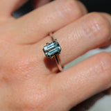 2.10CT MADAGASCAR EMERALD CUT SAPPHIRE, MINTY BLUE GREEN WITH GREY, UNTREATED, 8.2X6.1X4.2MM