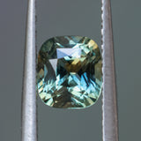 1.75CT CUSHION MADAGASCAR SAPPHIRE, PARTI BICOLOR TEAL ORANGE, 7X6.3X4.5MM