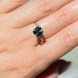 1.75CT CUSHION MADAGASCAR SAPPHIRE, PARTI BICOLOR TEAL ORANGE, 7X6.3X4.5MM