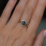0.85ct Oval Deep Teal Montana Sapphire and Princess Cut Diamond Rapids Low Profile Ring in 14k Yellow Gold