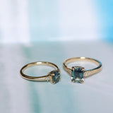 1.88ct Radiant Cut Parti Madagascar Sapphire and Diamond Vintage Cathedral Double Prong Ring in 14k Yellow Gold