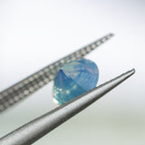 1.72CT ROUND MADAGASCAR SAPPHIRE, OPALESCENT LIGHT BLUE GREEN, UNTREATED, 7.1X4.8MM