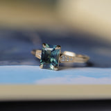 1.88ct Radiant Cut Parti Madagascar Sapphire and Diamond Vintage Cathedral Double Prong Ring in 14k Yellow Gold