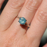 1.72CT ROUND MADAGASCAR SAPPHIRE, OPALESCENT LIGHT BLUE GREEN, UNTREATED, 7.1X4.8MM