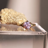 2.40ct Untreated Mauve Precision Cut Montana Sapphire Low Profile Six Prong Split Shank Solitaire in 18k Yellow Gold