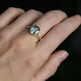 3.07ct Untreated Oval Madagascar Sapphire in Wandering Vine Low Profile 4 Prong Setting with Diamonds in 14k Yellow Gold