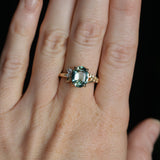 3.07ct Untreated Oval Madagascar Sapphire in Wandering Vine Low Profile 4 Prong Setting with Diamonds in 14k Yellow Gold