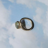 2.86ct Untreated Seafoam Pear Madagascar Sapphire Prong Set Ripple Contour Solitaire in 14k Yellow Gold