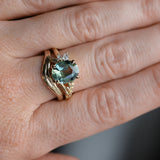 3.07ct Untreated Oval Madagascar Sapphire in Wandering Vine Low Profile 4 Prong Setting with Diamonds in 14k Yellow Gold