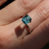2.06CT MADAGASCAR EMERALD CUT SAPPHIRE, LIGHT TEAL BLUE GREEN BICOLOR, UNTREATED, 7.3X6.8X4.6MM