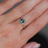 2.06CT MADAGASCAR EMERALD CUT SAPPHIRE, LIGHT TEAL BLUE GREEN BICOLOR, UNTREATED, 7.3X6.8X4.6MM