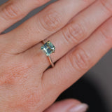 2.06CT MADAGASCAR EMERALD CUT SAPPHIRE, LIGHT TEAL BLUE GREEN BICOLOR, UNTREATED, 7.3X6.8X4.6MM