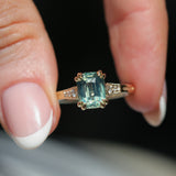 2.60ct Elongated Cushion Cut Untreated Madagascar Sapphire and Diamond Vintage Cathedral Double Prong Ring in 14k Yellow Gold
