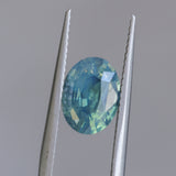 2.08CT OVAL MADAGASCAR SAPPHIRE, MEDIUM GLOWY CARIBBEAN BLUE GREEN, UNTREATED, 8.9X6.7X4.4MM