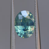 2.08CT OVAL MADAGASCAR SAPPHIRE, MEDIUM GLOWY CARIBBEAN BLUE GREEN, UNTREATED, 8.9X6.7X4.4MM
