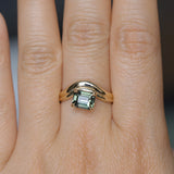 1.65ct Emerald Cut Color Shifting Madagascar Sapphire Prong Set Ripple Contour Solitaire in 14k Yellow Gold