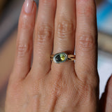 1.52ct Untreated Oval Brilliant Nigerian Parti Sapphire East-West Bezel Solitaire Alluvial Style Ring in 14k Green Gold