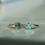 2.60ct Elongated Cushion Cut Untreated Madagascar Sapphire and Diamond Vintage Cathedral Double Prong Ring in 14k Yellow Gold