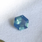 2.08CT MADAGASCAR HEXAGON SAPPHIRE, TEAL BLUE WITH OPALESCENT GLOW, 8.7X6.3X3.8MM