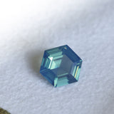 2.08CT MADAGASCAR HEXAGON SAPPHIRE, TEAL BLUE WITH OPALESCENT GLOW, 8.7X6.3X3.8MM